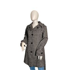 London Fog Tweed Wool Winter Coat with Removable Hood XS